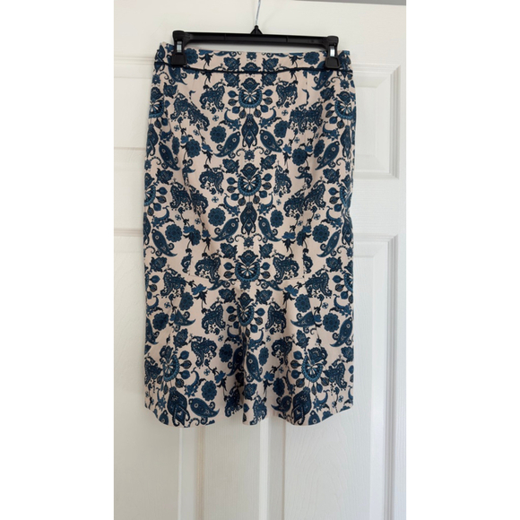 Women's Ted Baker Skirt Beige/Blue Paisley Print Size 0 - Picture 3 of 6